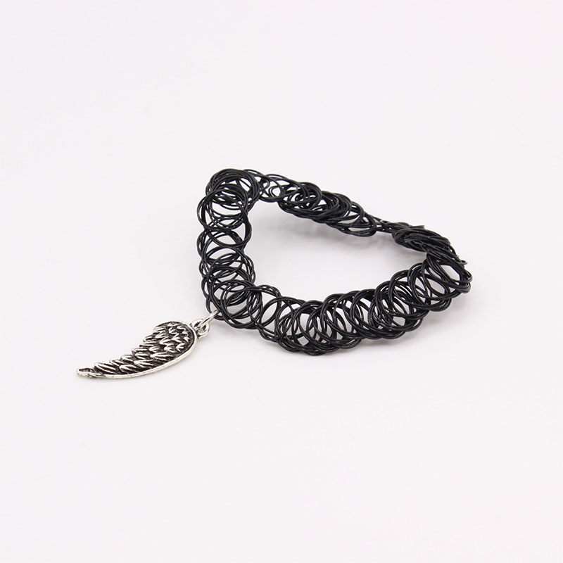 Fashion Simple Style Choker Stretch Pendant Elastic Boho Necklace Black