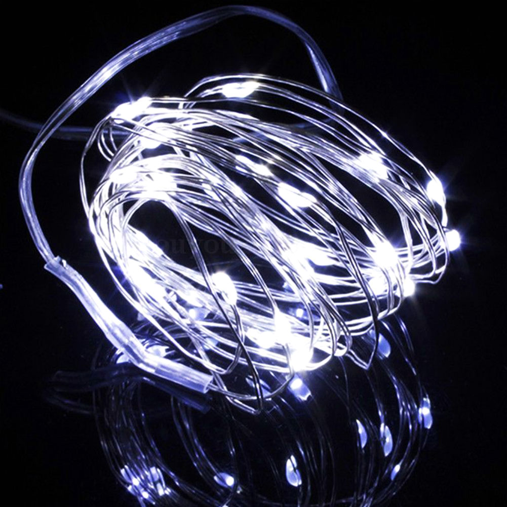 5M LED Bulb Silver Wire String Light Night 3AABattery Home Garden Decor Flicker