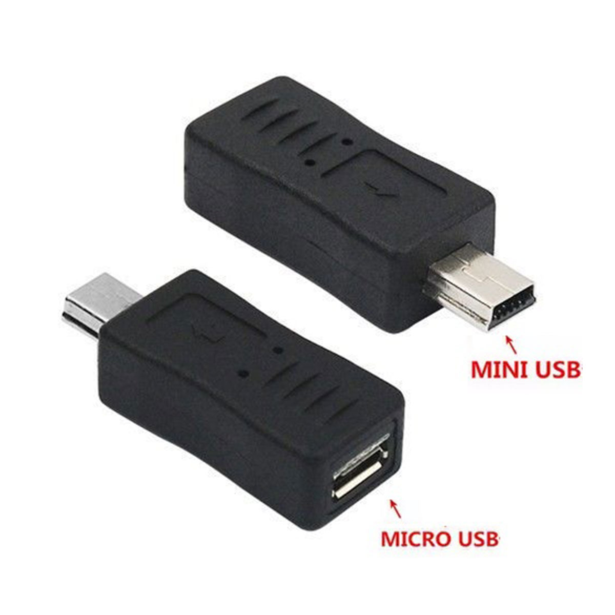 Black Micro USB Male To Mini USB Female Data Adapter Cable Converter ...