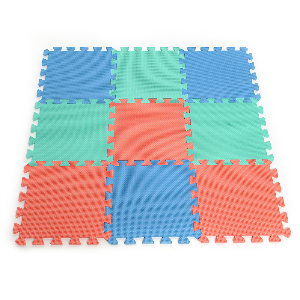 Set of 9pcs Interlocking Puzzle Floor Foam Gym Mats Thick Squares Tile