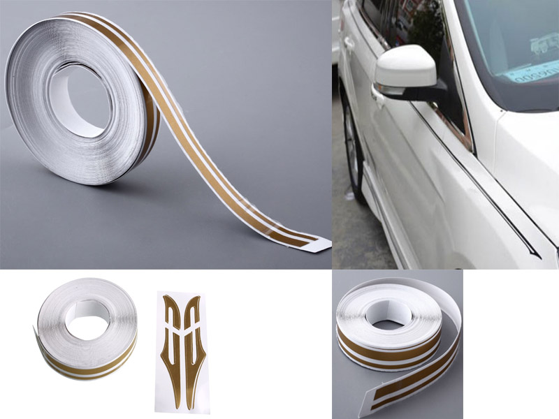 Car 12mm 1/2" PinStripe Tape Vinyl Sticker White Gold Silver Double