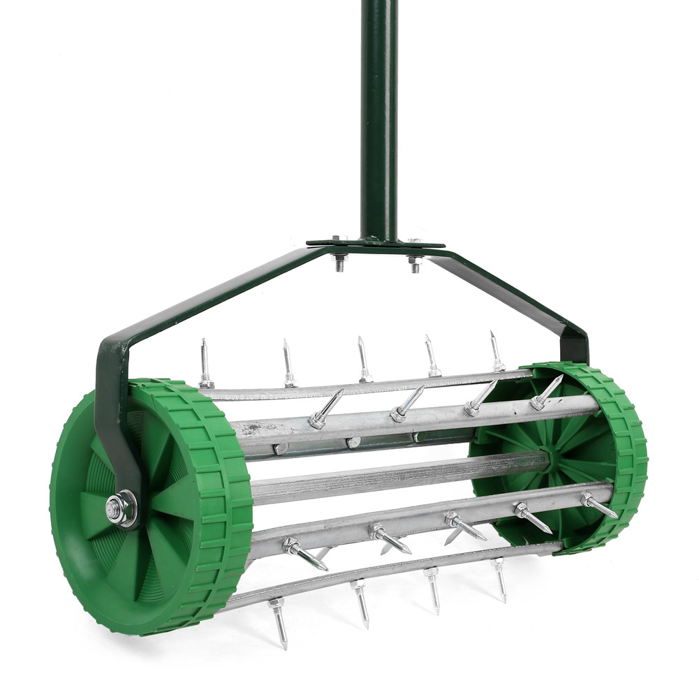 NEW! Manual Lawn Aerator Spike Rolling Garden Aerator- 3*Tubular Steel