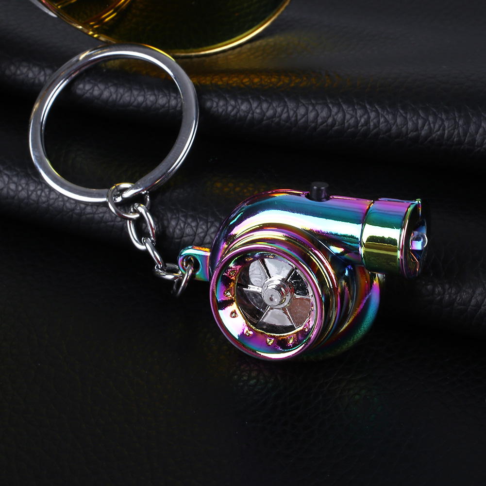 Car LED Turbo Keychain Sleeve Spinning Turbine Turbocharger Key Chain